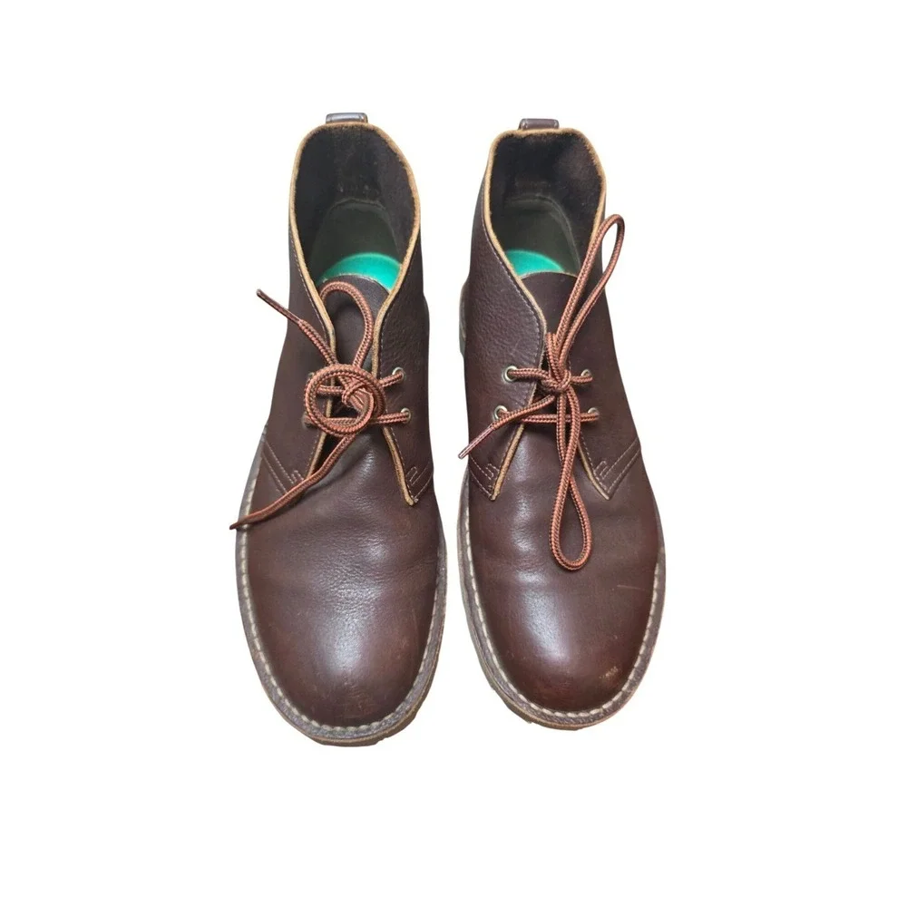 Clarks Men's Chocolate Brown Leather Ankle Chukka Boots Lace-Up Size 8.5 - Picture 1 of 8
